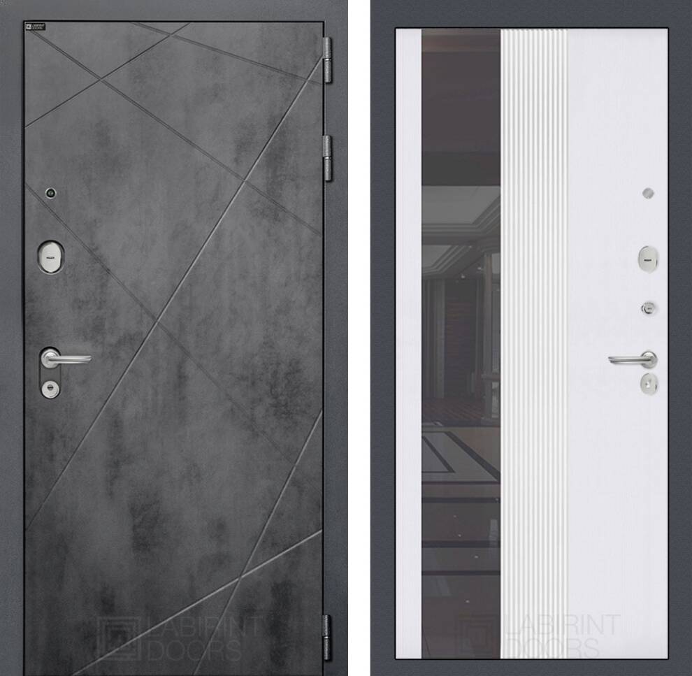 Входная дверь LOFT с Зеркалом 32 тонированным - Белый рельеф софт