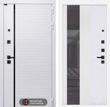 Входная дверь ROYAL с Зеркалом 32 тонированным - Белый рельеф софт