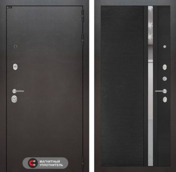 Входная дверь SILVER 31 - Черный кварц, зеркальная вставка с тонировкой