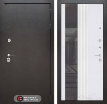 Входная дверь SILVER с Зеркалом 32 тонированным - Белый рельеф софт
