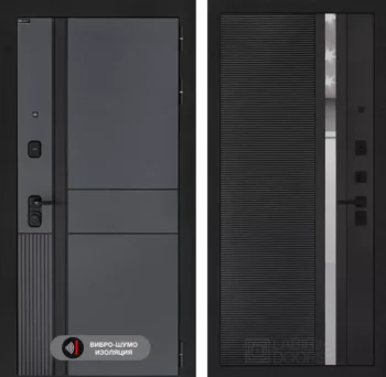 Входная дверь EVOLAB 31 - Черный кварц, зеркальная вставка с тонировкой